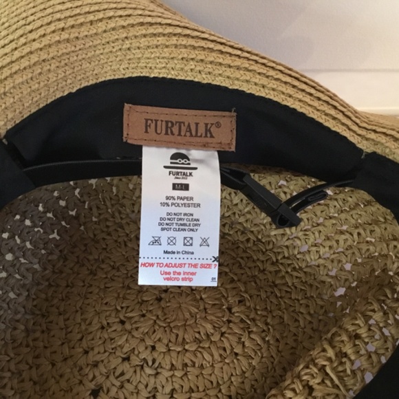 NWT Furtalk Straw Wide Brim Sun Hat - Picture 9 of 9